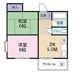 田向ハイツ 2DKの間取図画像