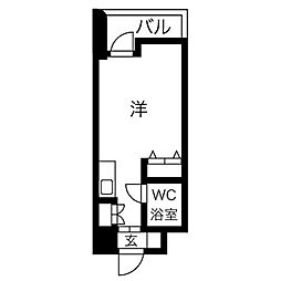 レバンガ天神橋アパートメント ワンルームの間取図画像