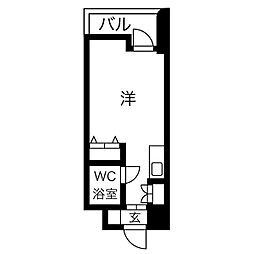 レバンガ天神橋アパートメント ワンルームの間取図画像