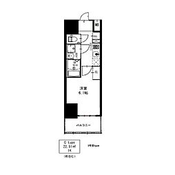 エスリードレジデンス大阪福島SOUTHFLATS 1Kの間取図画像