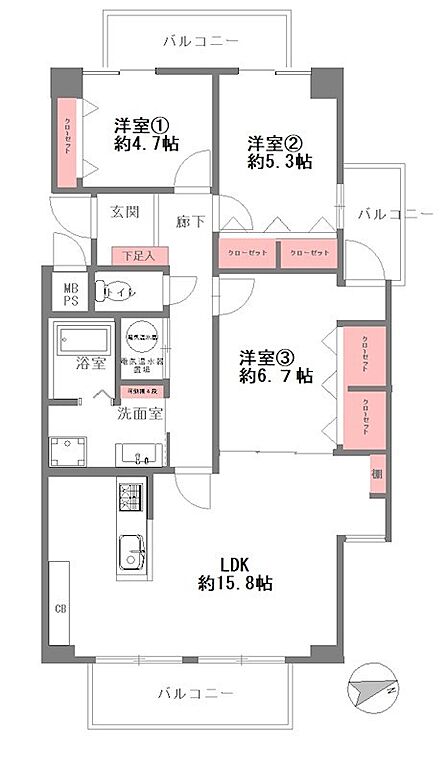 3LDK 間取り
