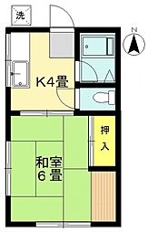 大善ハイツ 1Kの間取図画像