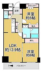 ベルマージュ堺 2LDKの間取り