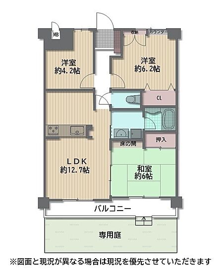 【間取り図】◆専用庭付きの3LDKです◆令和7年3月リフォーム済◆ご内覧のご希望は、お気軽にお問い合わせください♪住宅ローンのご相談などもおまかせください!