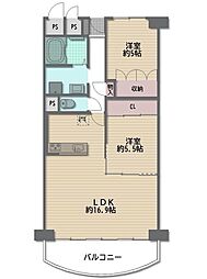 とがグリーンハイツ 2LDKの間取図画像