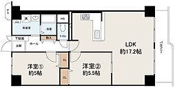 泉北星和台コーポラス 2LDKの間取図画像