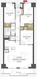 クローバーハイツ上野芝 3LDKの間取図画像