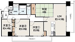ファミールハイツ鳳サウスフォレスト3番館 4LDKの間取図画像