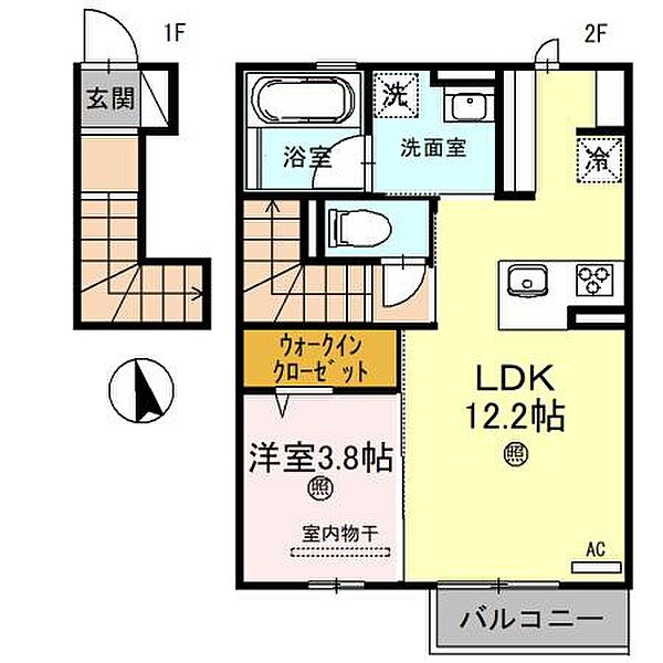 トリシア東福原 206｜鳥取県米子市東福原8丁目(賃貸アパート1LDK・2階・44.66㎡)の写真 その2