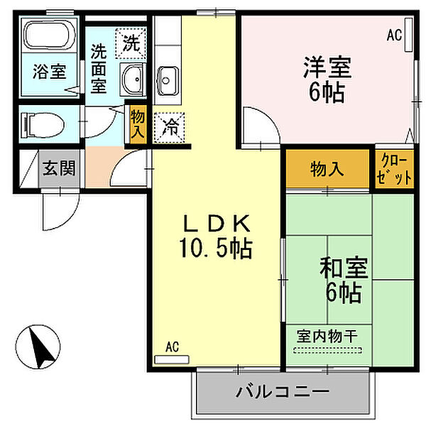 ガーデンスクエア　Ｂ棟 103｜鳥取県米子市米原8丁目(賃貸アパート2LDK・2階・50.32㎡)の写真 その2
