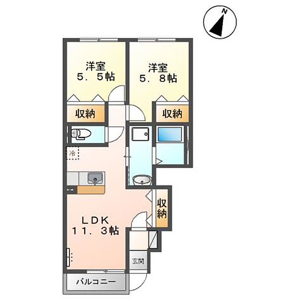 アリスガーデン 103｜鳥取県境港市清水町(賃貸アパート2LDK・1階・52.92㎡)の写真 その2