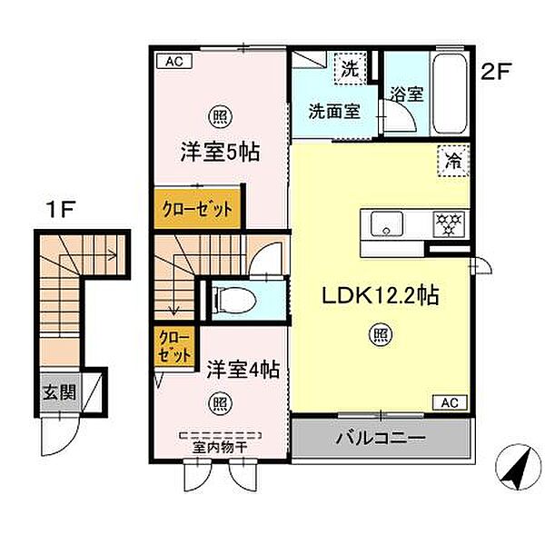 シェソワ（Chez soi） 203｜鳥取県米子市上後藤1丁目(賃貸アパート2LDK・2階・54.10㎡)の写真 その2