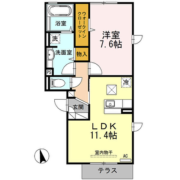 セジュールモダン　A 102｜鳥取県米子市旗ヶ崎6丁目(賃貸アパート1LDK・1階・49.21㎡)の写真 その2