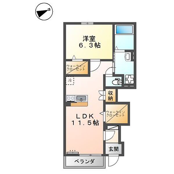 （仮）フレアマンションIII 107｜鳥取県米子市西福原8丁目(賃貸アパート1LDK・1階・46.00㎡)の写真 その2