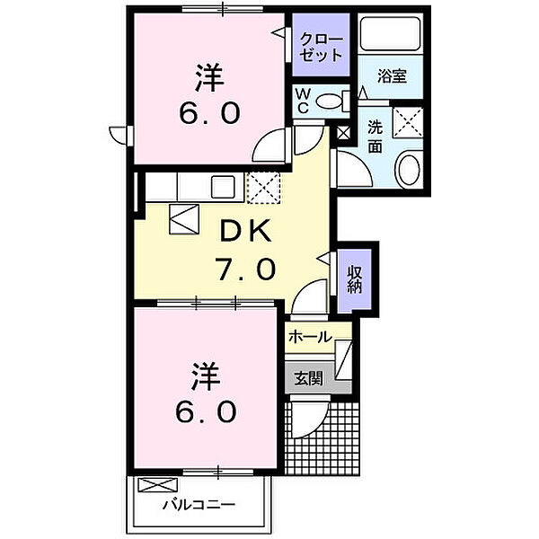 サンパティオII 101｜鳥取県境港市米川町(賃貸アパート2DK・1階・45.31㎡)の写真 その2