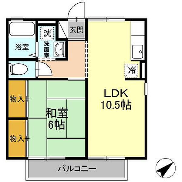 グリーンエクセル 201｜鳥取県米子市皆生5丁目(賃貸アパート1LDK・2階・41.15㎡)の写真 その2