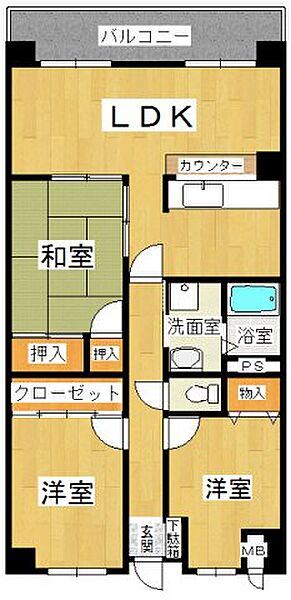 リバーコート 3D｜鳥取県米子市東町(賃貸マンション3LDK・5階・78.00㎡)の写真 その2