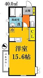 リヴェール ワンルームの間取図画像