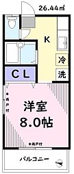 ベルハイム向原 1Kの間取図画像