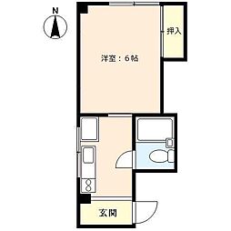 アパート奥名 1Kの間取図画像