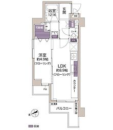 サンセール神楽坂 1LDKの間取図画像