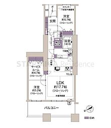 パークシティ市川A棟 2SLDKの間取図画像