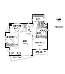 ヴィンテージ中野 2SLDKの間取図画像