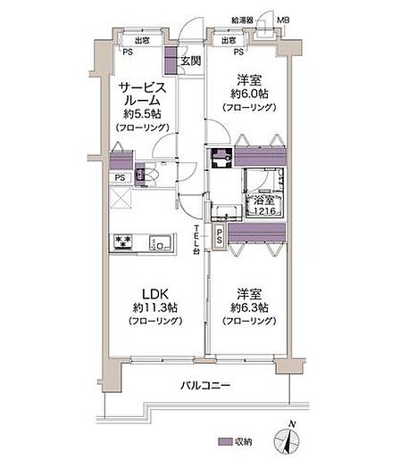 2SLDK 間取り