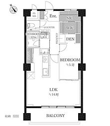 アンバサダー六本木 1LDKの間取図画像