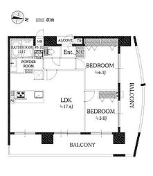 クレアトール中延 2LDKの間取図画像
