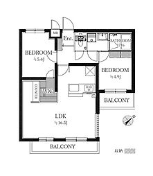 セザールガーデン不動前 2LDKの間取図画像