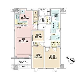 プラウド上原 2SLDKの間取図画像