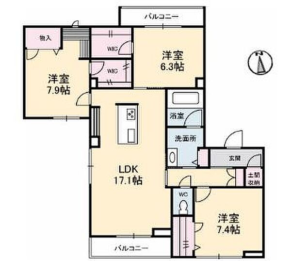 香川県高松市錦町２丁目(賃貸マンション3LDK・2階・92.44㎡)の写真 その4