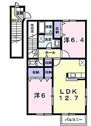 メゾングレイスフルC 2LDKの間取図画像