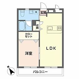JR予讃線 宇多津駅 徒歩8分の賃貸マンション 3階1LDKの間取り