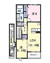 JR予讃線 宇多津駅 徒歩25分の賃貸アパート 2階1LDKの間取り