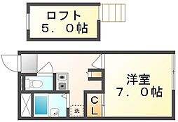 JR予讃線 宇多津駅 徒歩12分の賃貸アパート 1階1Kの間取り