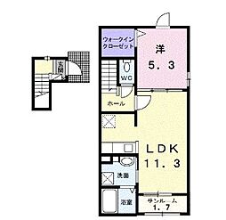 JR瀬戸大橋線 坂出駅 徒歩15分の賃貸アパート 2階1LDKの間取り