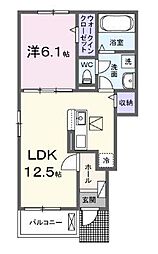 JR土讃線 金蔵寺駅 徒歩29分の賃貸アパート 1階1LDKの間取り
