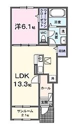 JR予讃線 宇多津駅 徒歩24分の賃貸アパート 1階1LDKの間取り