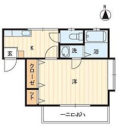 上之町グリーンハイツ 1Kの間取図画像