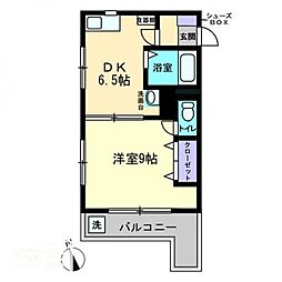 宮脇第8マンション 1DKの間取図画像