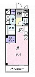 フローラB ワンルームの間取図画像