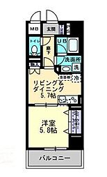 エルドラード常磐町 1DKの間取図画像