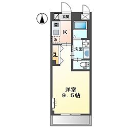 ユニヴァリィ高松中央 1Kの間取図画像