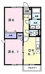 メゾングレースB 2DKの間取図画像