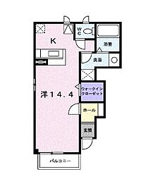 シャン・ミリュー2E ワンルームの間取図画像