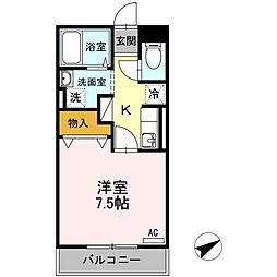 フォレストレガシー 1Kの間取図画像