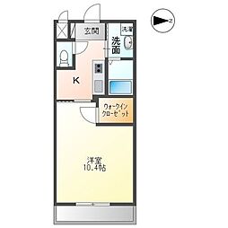 グリーンパーク 1Kの間取図画像
