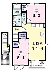 グランデカーサH 2LDKの間取図画像